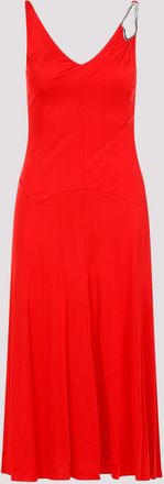 Lanvin Womens Sleeveless A-line Midi Dress - Red viscose - Size EU 36 (Womens)