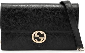 Gucci Pre-owned Cross Body Bags, female, Black, Size: ONE SIZE Pre-owned Vintage Leather Crossbody Bag