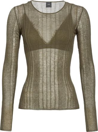 Pinko Pinko, Truien & Vesten, Dames, Groen, M, Katoen, Transparante Crepe Breiwerk