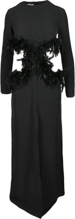 Valeria Mazza Black Feather Polyester Evening Dress