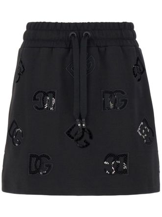 Dolce & Gabbana logo-patch jersey mini skirt - Black