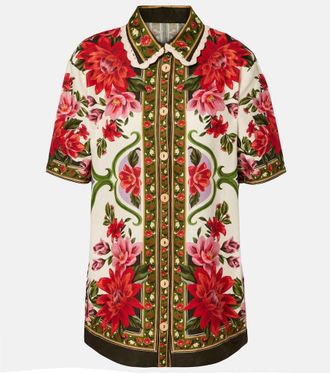 Farm Rio Wonder Rio oversized linen-blend shirt