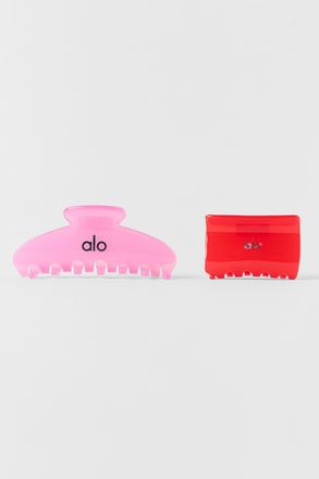 Alo | Effortless Claw Clip (2-Pack) in Candy Heart Pink/Bright Red