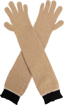 Moschino Tweekleurige geribbelde lange handschoenen