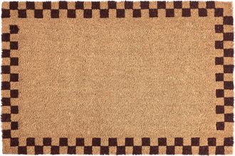 Beliani Felpudo De Fibra De Coco Antideslizante 60 X 90 Cm Con Base De Pvc Motivo Liso Beige/rojo Sagada