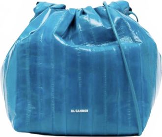 Jil Sander Shoulder Bucket Bag In Blue