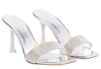 Magda Butrym Silver Embellished Heeled Mules Size 37.5