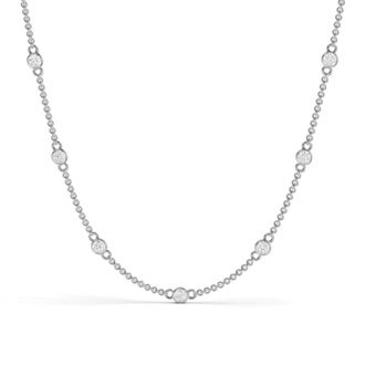 Diamond2Deal 14K Gold Round Cut Lab Grown Diamond Station Necklace 18 0.25 Ct