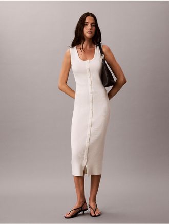Calvin Klein Jeans Calvin Klein Womens Smooth Cotton Midi Dress - Neutral - XS