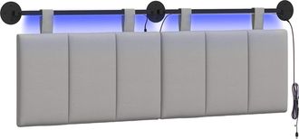 vidaXL Cabecero Colgante Con Luz Led Gris Nube Tela Vidaxl
