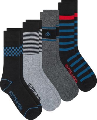 Scotch & Soda 4-Pack Assorted Crew Socks in Black at Nordstrom Rack