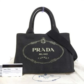 Prada Black Canvas Handbag Tote Bag (Pre-Owned)