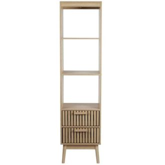 The Home Deco Factory Columna Con 2 Cajones Con Frentes Acanalados Y 3 Nichos H160 Cm - Klaus