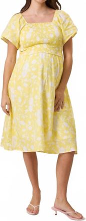 Kindred Bravely Lola Smocked Maternity & Nursing Midi Dress In Yellow Floral