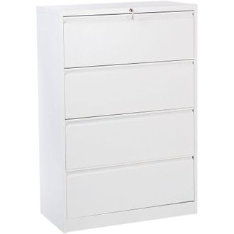 Beliani Beliani - Armario De Oficina Industrial Acero 4 Cajones Cerradura Con Llave Blanco Halite