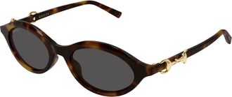 Gucci Ovale Zonnebril - Dames - Zonnebrillen - Bruin - 51 MM - Accessoires