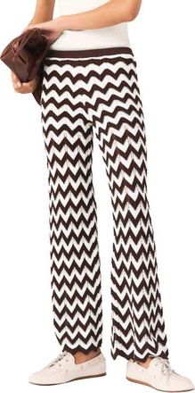 Maje Zigzag crochet trousers in Brown/white at Nordstrom, Size 36 Eu