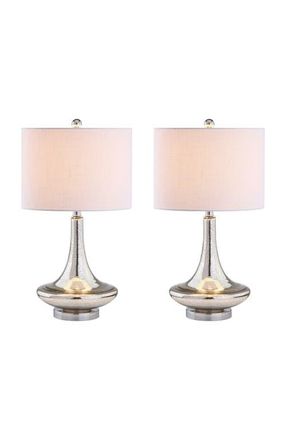 Jonathan Y Designs Cecile 25.5 Glass Teardrop LED Table Lamp in Mercury Silver at Nordstrom