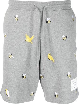 Thom Browne cartoon-print shorts - men - Cotton - 4 - Grey