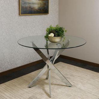 Kosy Koala Round Glass Dining Table with Chrome legs, Living / Dining Room, Kitchen in Clear