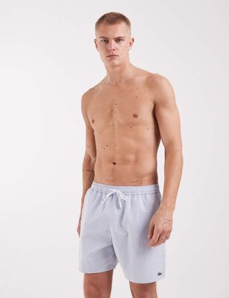 Lacoste Pantaloncini da bagno classici azzurro a righe con logo-Blu