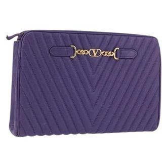 Valentino Pre-owned Vintage Clutch Bag - Dames - Pre-owned - Paars - Maat: ONE Size Leer