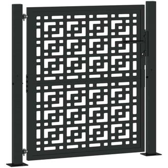 vidaXL Puerta De Jard&iacute;n Dise&ntilde;o En Cruz De Acero Negra 105x106 Cm Vidaxl