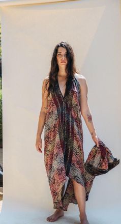 Sun Child Classic Silk Dress Burke in Pink & Blue at Nordstrom