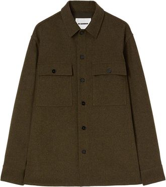 Jil Sander drop-shoulder flannel shirt - men - Virgin Wool - 48 - Brown