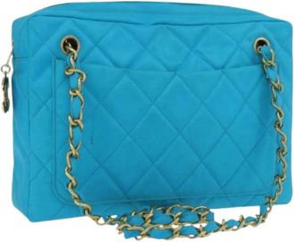 Chanel Pre-owned Nylon Shoulder Bag - Dames - Vintage Schoudertas - Blauw - ONE Size - Nylon - Vintage