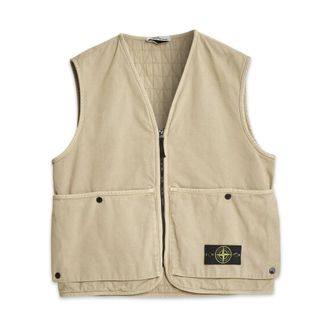 Stone Island Zip Gilet - male - Stone Island - Waistcoats - Beige - L - Jackets