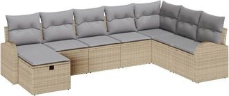 vidaXL Garden Sofa Set with Cushion 8 pcs Beige Poly rattan vidaXL
