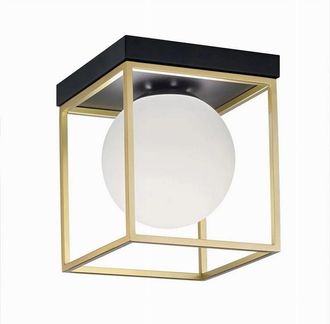 Trade Shop Trade Shop Traesio - Trade Shop - Plafoniera Da Soffitto Lampada In Metallo Nero Bronzo Con Sfera In Vetro G9 C76-1