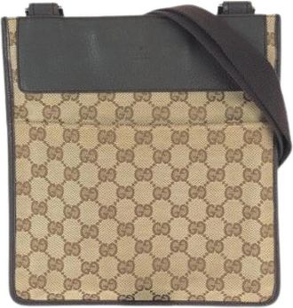 Gucci Pre-owned GG Canvas Leren Schoudertas - Dames - Vintage Schoudertas - Bruin - ONE Size - Leer - Vintage