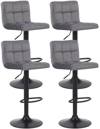 Clp Set De 4 Taburetes De Bar Feni En Terciopelo Gris