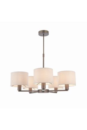 Netlighting Daley Multi Arm Pendant Light Antique Bronze Plate Marble Fabric in Brown
