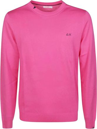 Sun 68 embroidered crew-neck sweater - men - Fabric - L - Pink