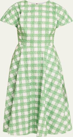 Rosie Assoulin Buttercup Gingham Short-Sleeve Midi Dress