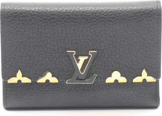 Louis Vuitton Black Leather Wallet (Tri-Fold) (Pre-Owned)