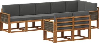 vidaXL Conjunto De Sof&aacute;s De Exterior 8 Uds. Natural Y Antracita Vidaxl