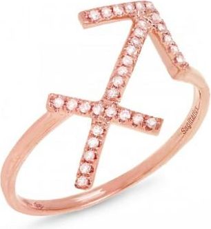 Allurez 0.13ct 14k Rose Gold Diamond Zodiac Sagittarius Ring