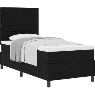 vidaXL Box Spring Bed with Mattress Black 90 x 190 cm Fabric vidaXL
