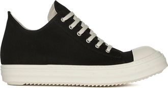 Rick Owens Black Cotton Canvas Low-Top Sneakers