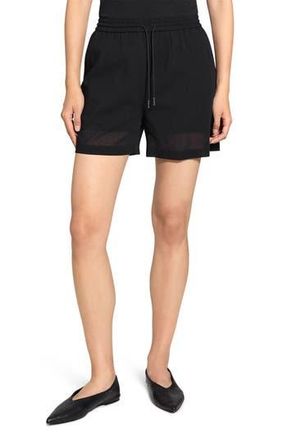Theory Wool Blend Drawsting Shorts in Black at Nordstrom Rack, Size Petite