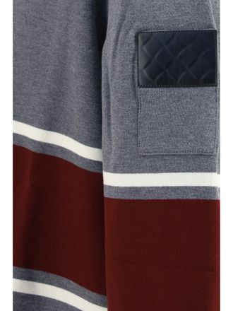 Bottega Veneta Striped Oversized Cotton Polo Shirt - Gray