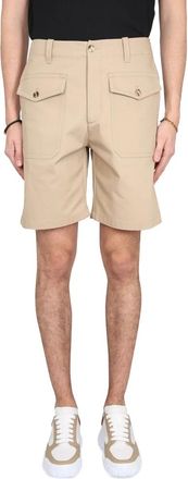 Alexander McQueen Korte Broeken, Heren, Beige, L, Katoen, Patch Pocket Mil Short