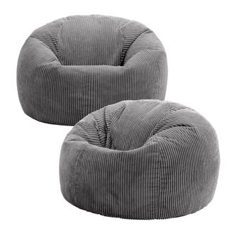 Icon Brand Set de 2 pufs de pana gris antracita