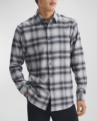 Theory Mens Irving Soft Plaid Sport Shirt