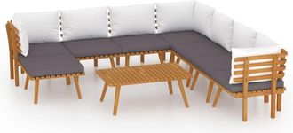 vidaXL Juego Muebles De Jard&iacute;n Y Cojines 9 Pzas Madera Maciza Acacia Vidaxl