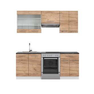 Vicco Mueble De Cocina Fame-line, Oro Potencia Roble/blanco, 200 Cm Sin Encimera